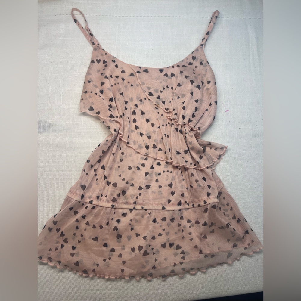 Wet Seal Blush Dress with Black Heart Print